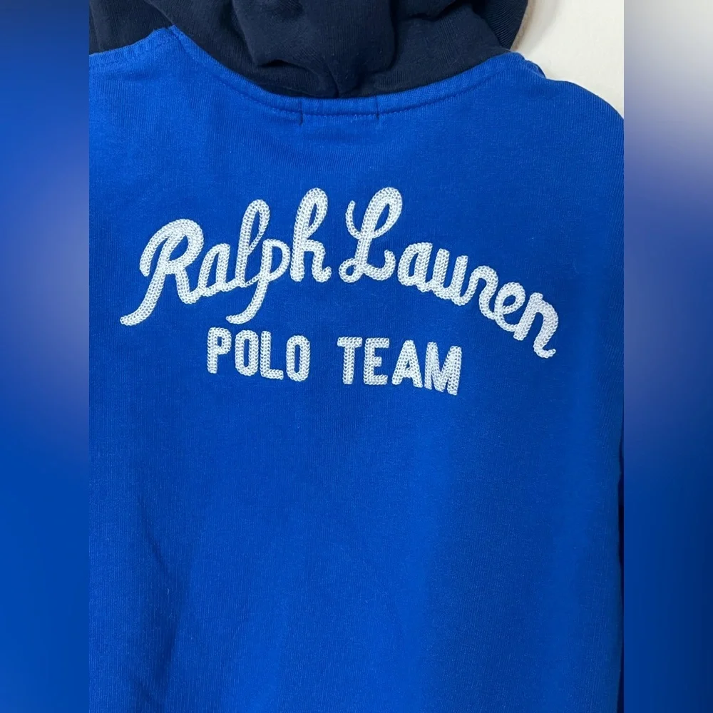 Ralph Lauren Boys‎ Polo Team Fleece Zip-Up Hoodie Size 5 Blue/Navy EUC